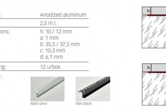 Profilo in alluminio ARGENTATO per gradino con luce a led