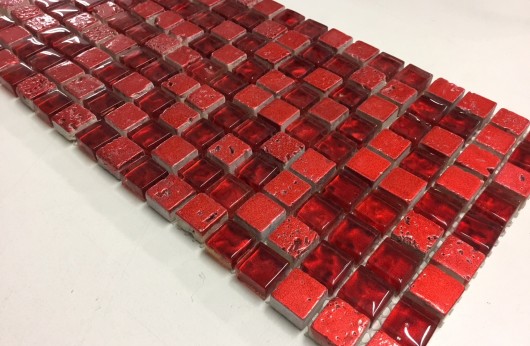 Mosaico Rosso linea foglia Oro 1,5x1,5