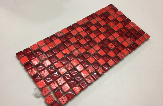 Mosaico Rosso linea foglia Oro 1,5x1,5