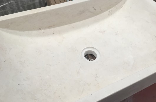 Lavabo Rettangolare Bianco in Pietra naturale pezzo unico