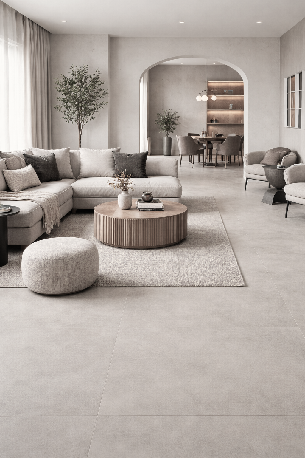 Pavimento e rivestimento in gres sottile 3mm+ FUSION PEARL 80x80