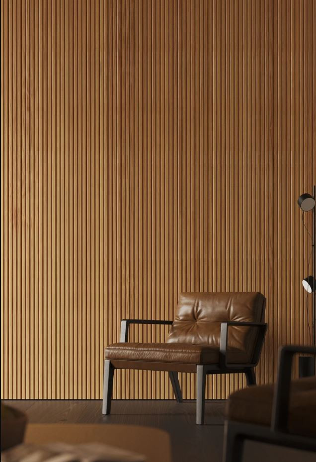 Rivestimento cannettato LIVING WALL tridimensionale Rovere Naturale by Skema