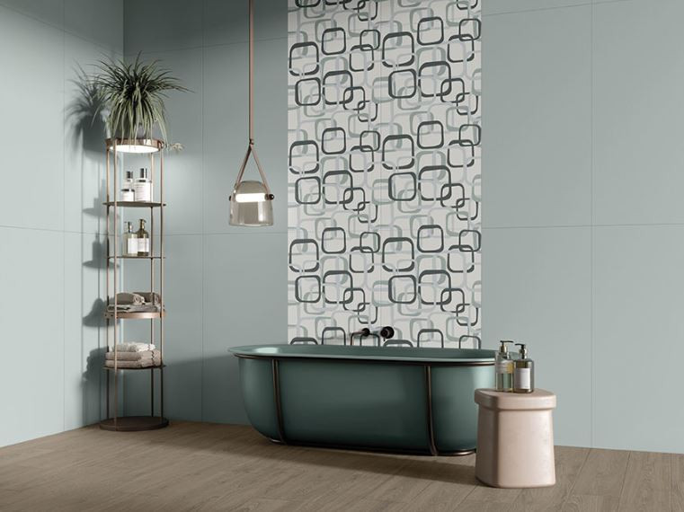 Pavimento e rivestimento in gres porcellanato serie ANNI '70 Decoro Anelli 60x120 cm