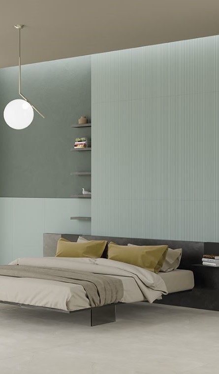 Pavimento e rivestimento in gres porcellanato serie ANNI '70 colore Gessato Verde 60x120 cm