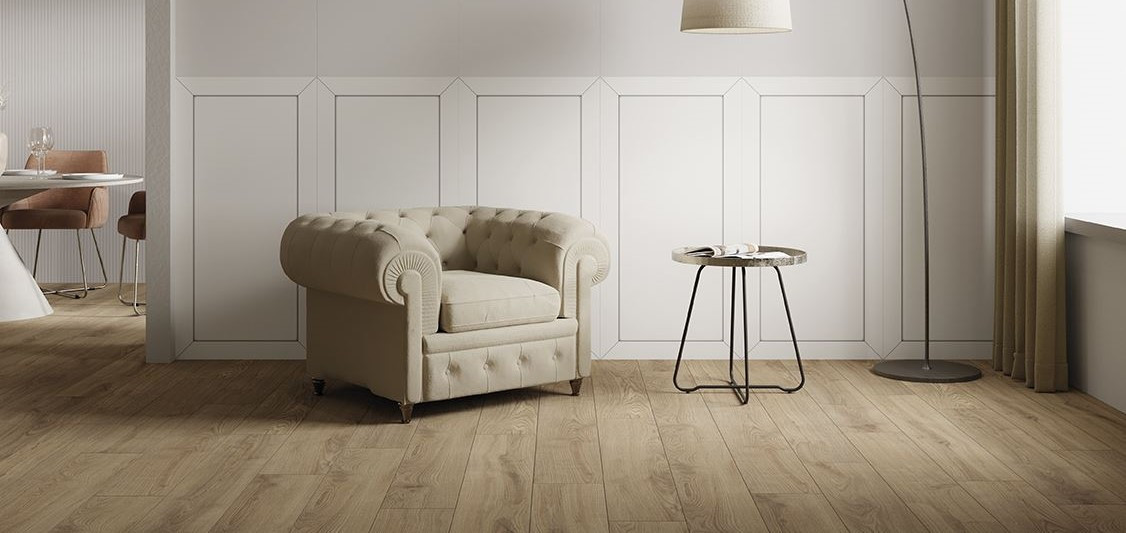 Pavimento e rivestimento in gres porcellanato serie ANNI '70 colore Cassettone Bianco 60x120 cm