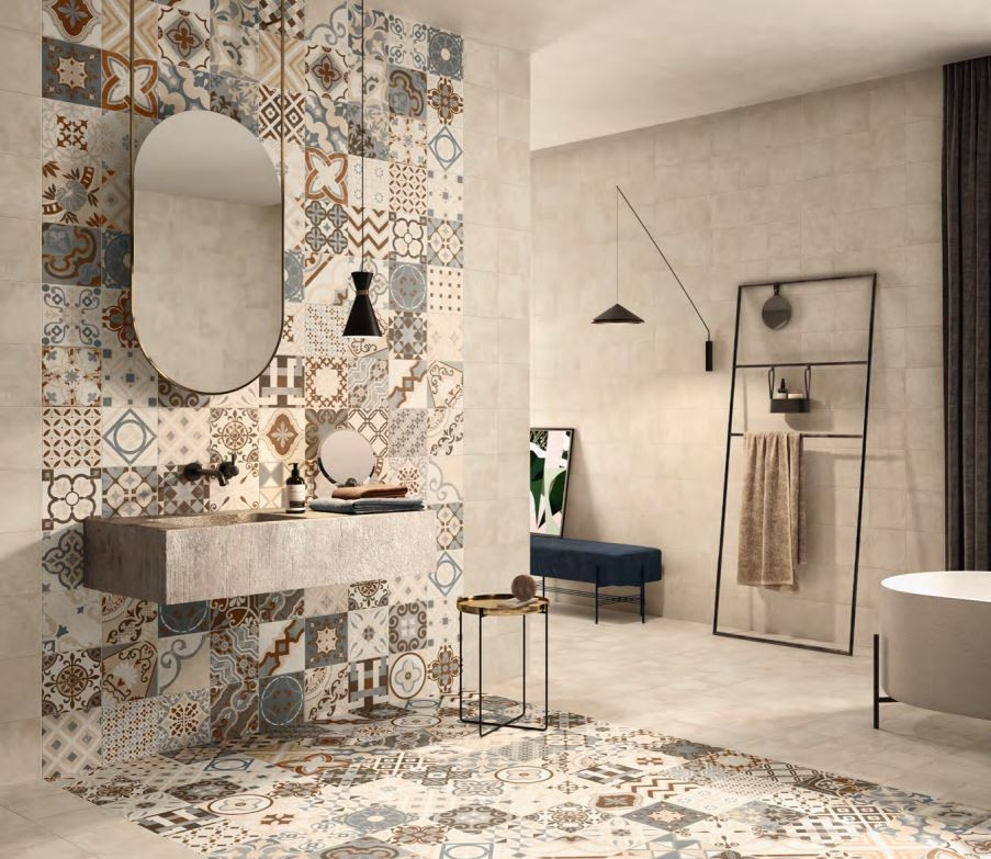 Cementine in gres serie OPUS MULTICOLOR BEIGE MIX 20x20 by Casalgrande Padana