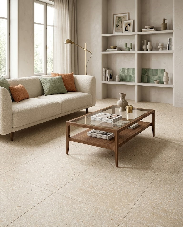 Pavimento in gres porcellanato TERRAZZO CREAM 60x120 cm