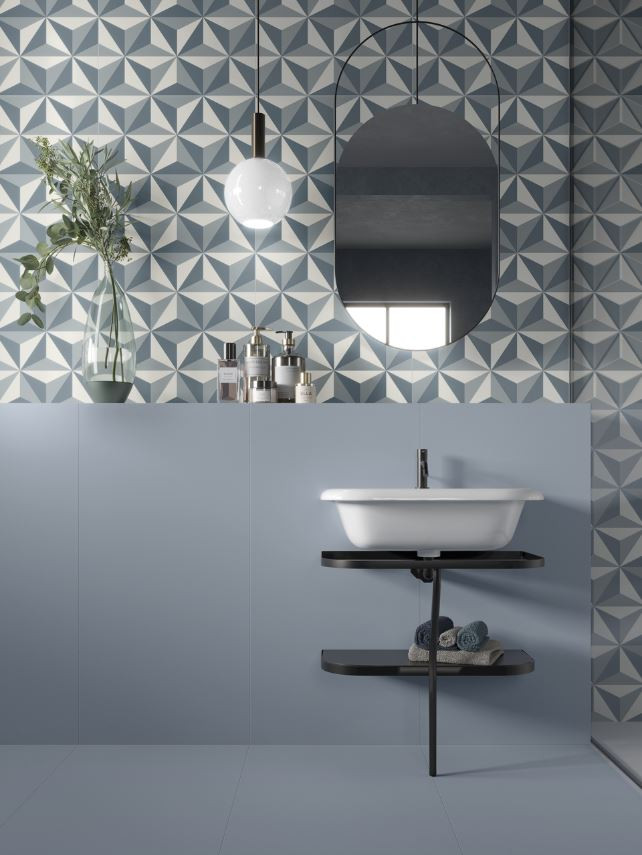 Pavimento e rivestimento in gres porcellanato serie ANNI '70 Decoro Triangoli 60x120 cm