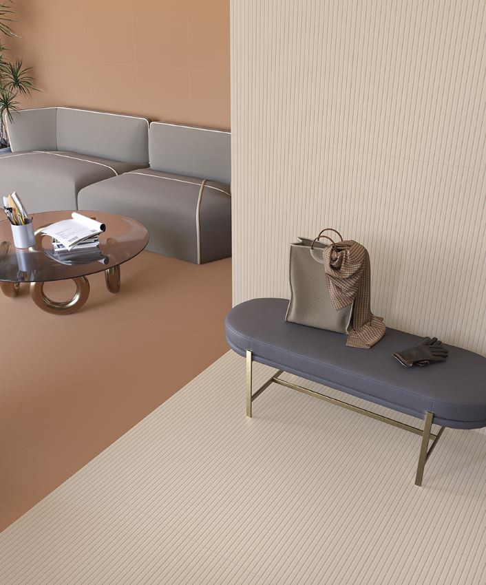 Pavimento e rivestimento in gres porcellanato serie ANNI '70 colore Gessato Sabbiato 60x120 cm