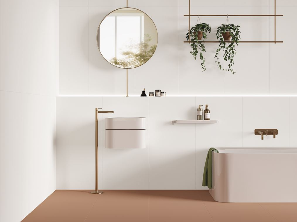 Pavimento e rivestimento in gres porcellanato serie ANNI '70 colore Fondo Bianco 60x120 cm