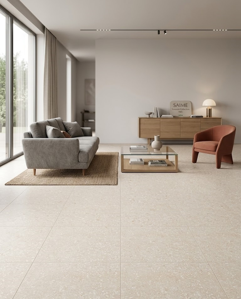 Pavimento in gres porcellanato TERRAZZO CREAM 60x60 cm
