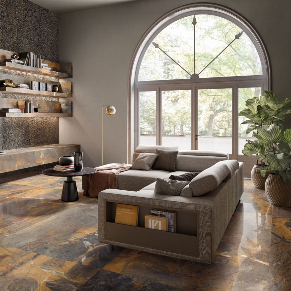 Lastra in Gres Emilceramica Tele Di Marmo Reloaded Fossil Brown Malevic Naturale