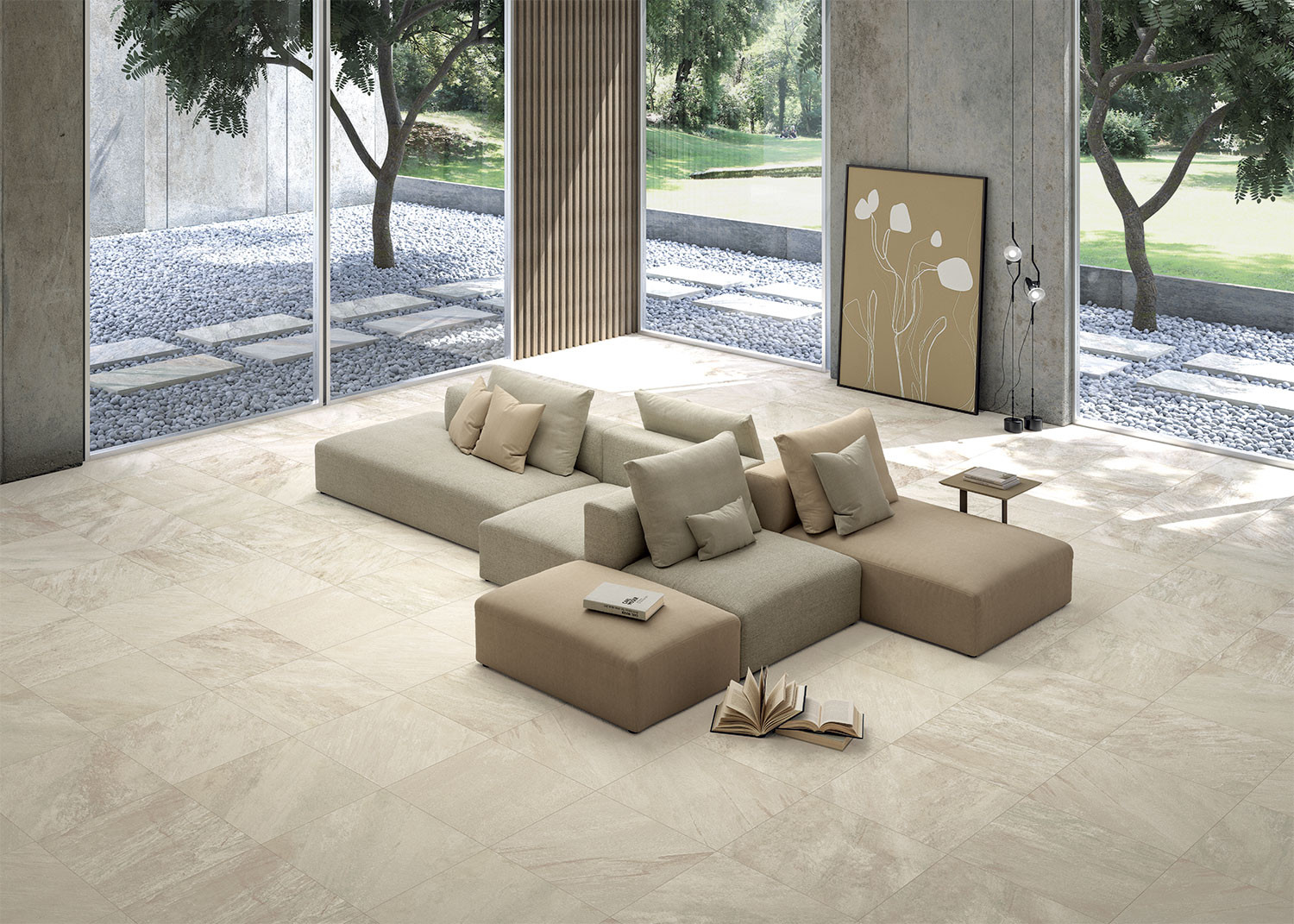 Pavimento in gres porcellanato effetto Quarzite Bianco