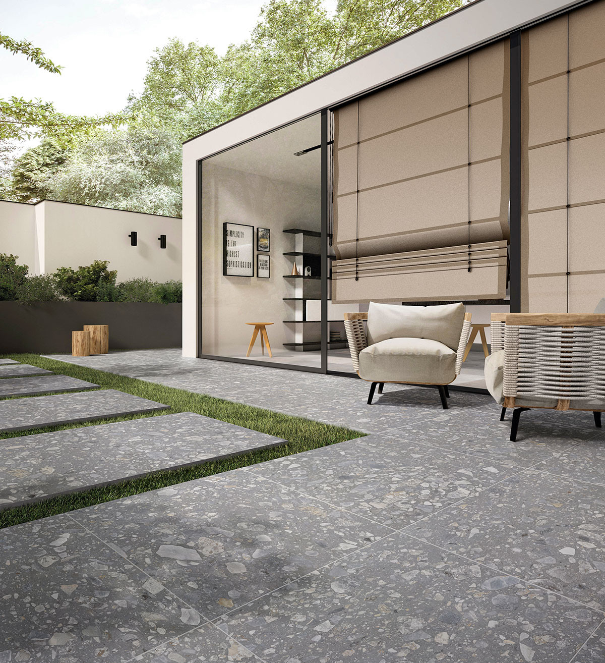 Pavimento e rivestimento in gres porcellanato Grey Grip serie Gréstone by Saime Ceramiche