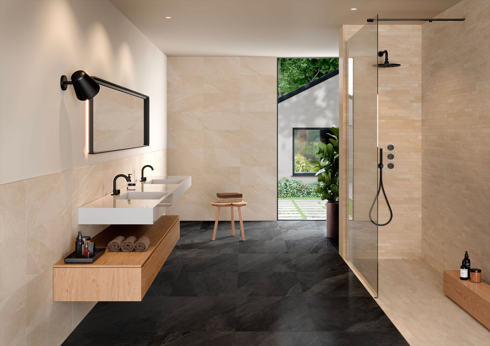 Pavimento in gres effetto pietra serie TITANO by SAIME CERAMICHE Antracite