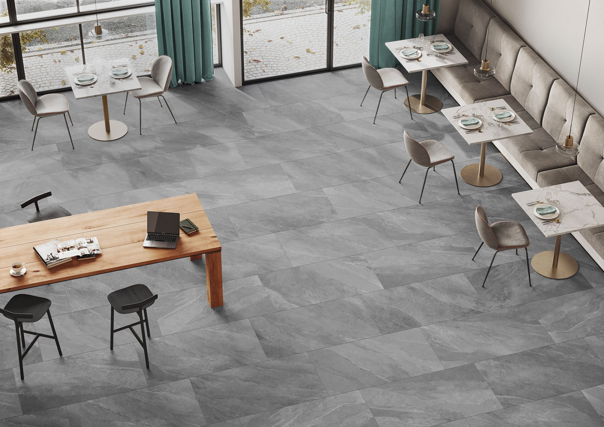 Pavimento in gres effetto pietra serie TITANO by SAIME CERAMICHE Grigio