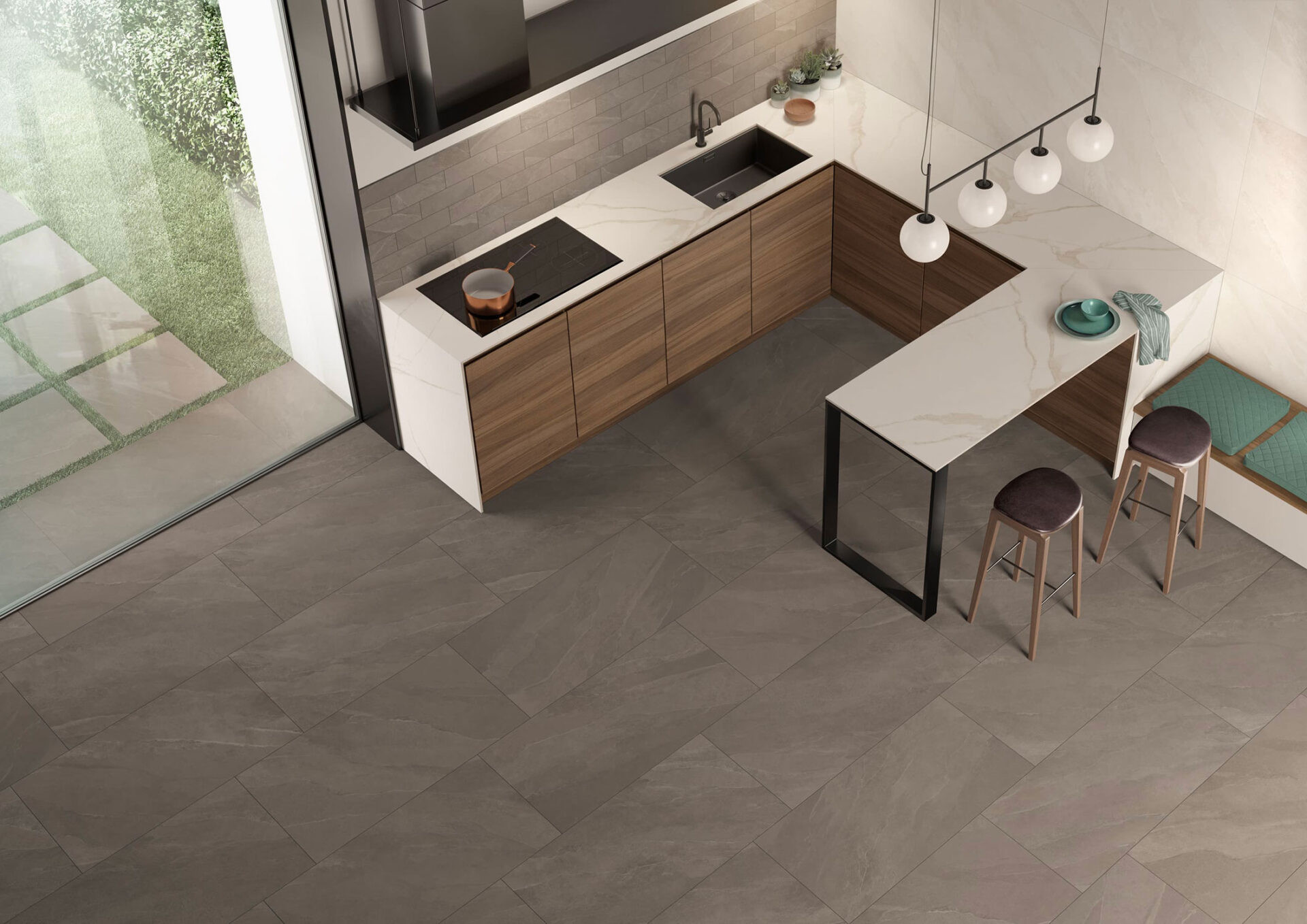Pavimento e rivestimento in gres porcellanato Taupe serie Titano by Saime