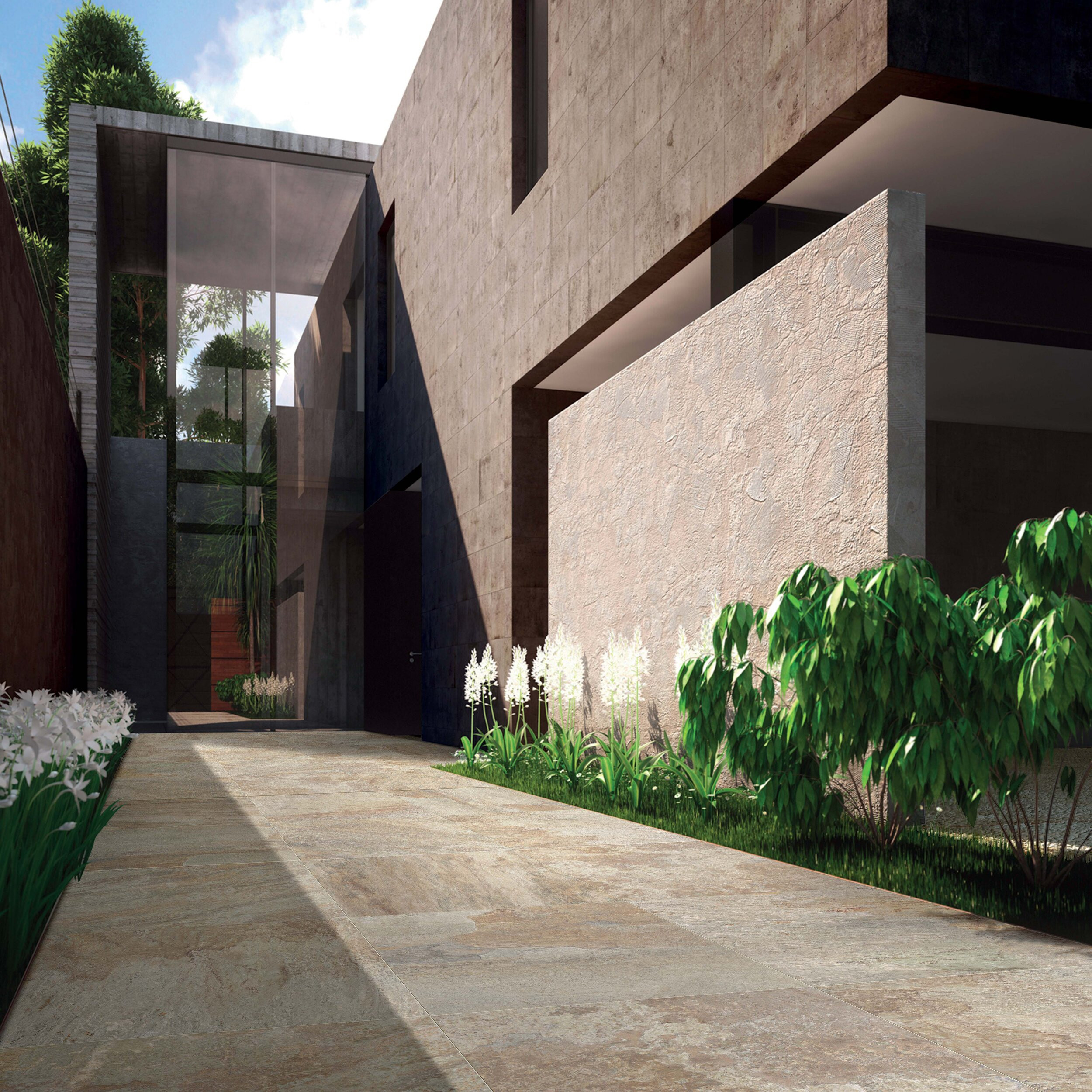 Pavimento in gres porcellanato 2 cm galleggiante Ultra Slate Grey serie Outdoor by Dado Ceramica