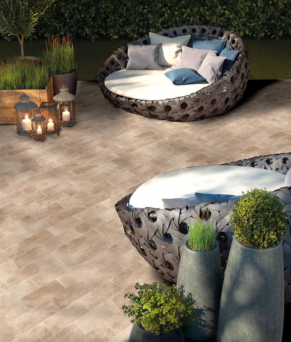 Pavimento in gres porcellanato effetto cotto serie TUSCOLANA colore BEIGE 15x30