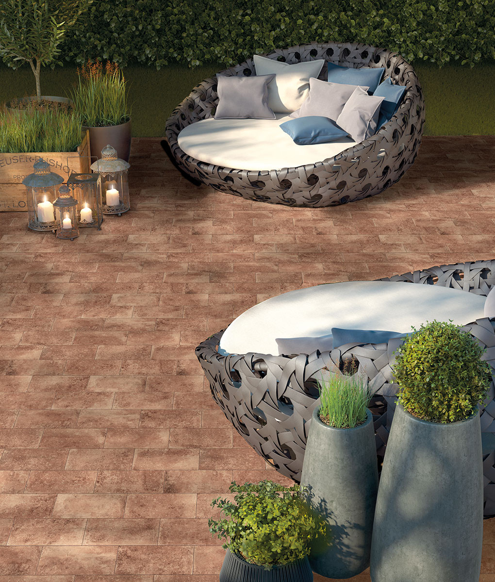 Pavimento in gres porcellanato effetto cotto serie TUSCOLANA colore COTTO 15x30