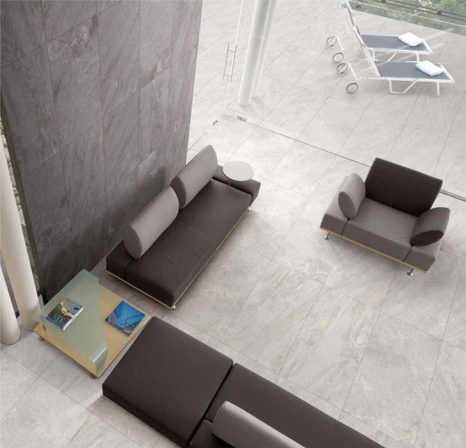 Pavimento in gres effetto pietra Ultra Aspen Grigio per esterno