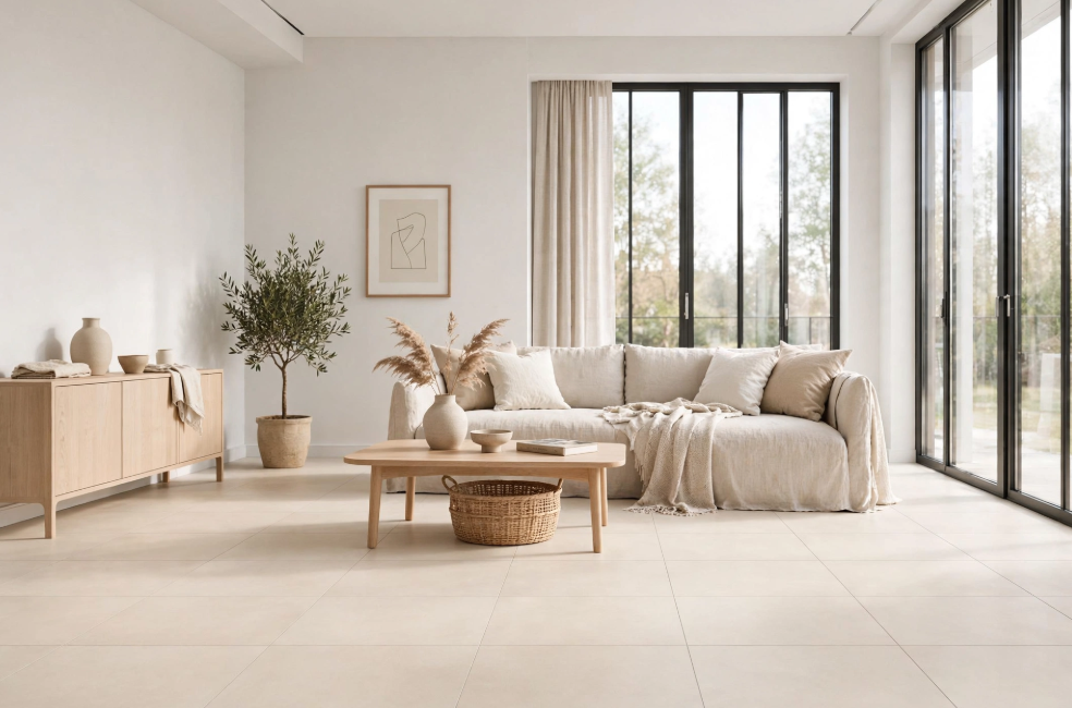 Pavimento in gres porcellanato serie Cruda colore Avorio R9 by Ceramica Rondine