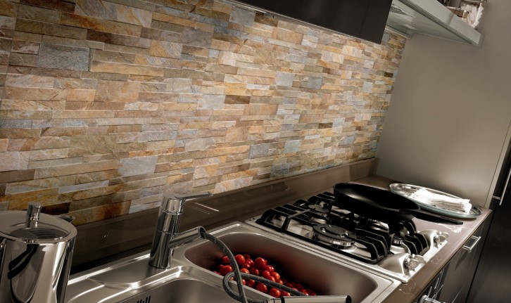 Muretto in gres effetto quarzite beige 31x62 rivestimento gres