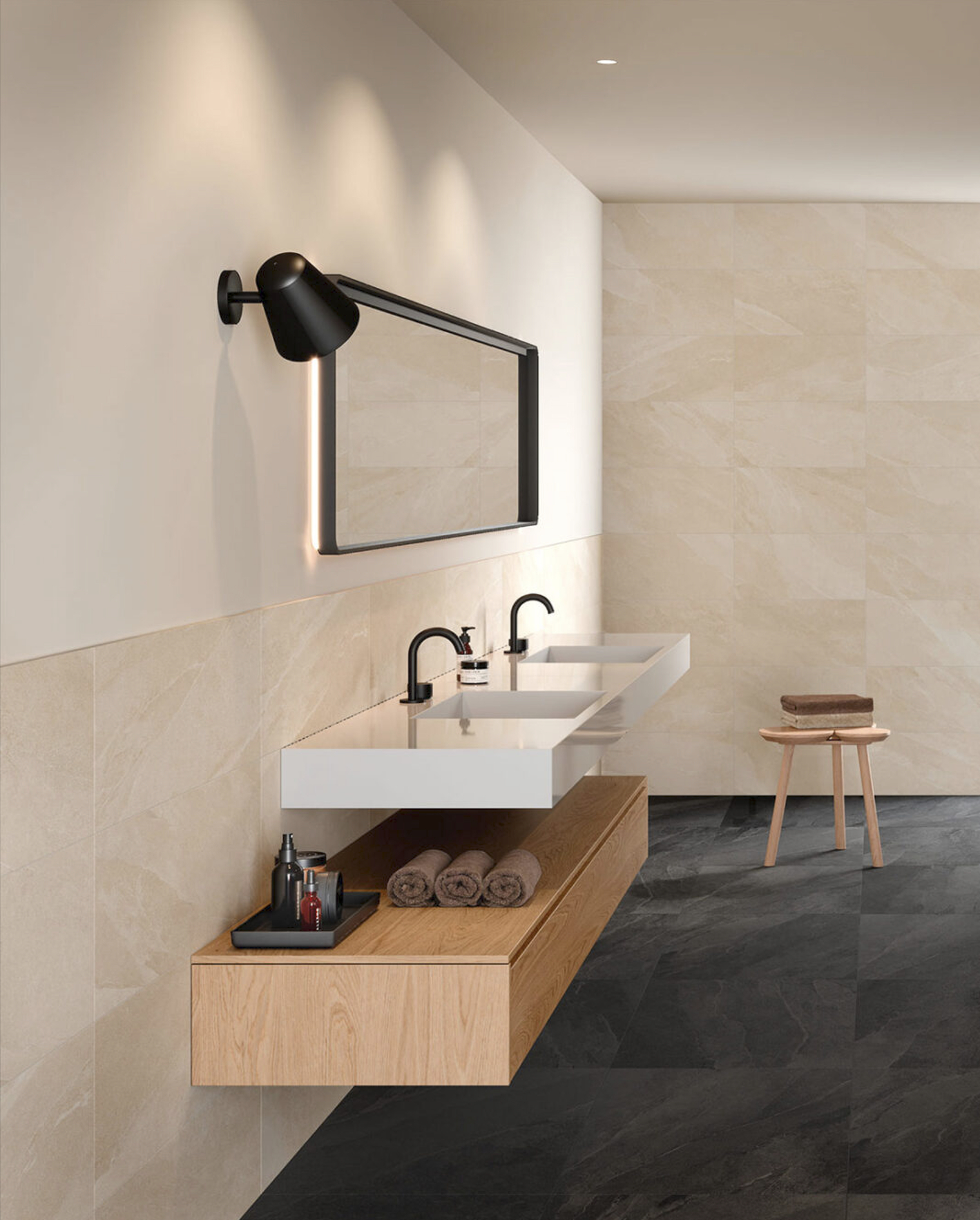Pavimento e rivestimento in gres porcellanato Beige serie Titano by Saime