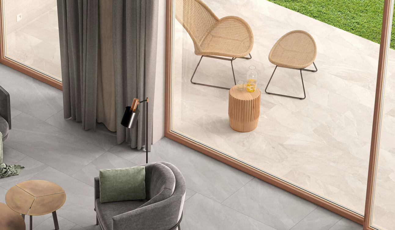 Pavimento in gres effetto pietra serie TITANO by SAIME CERAMICHE Bianco