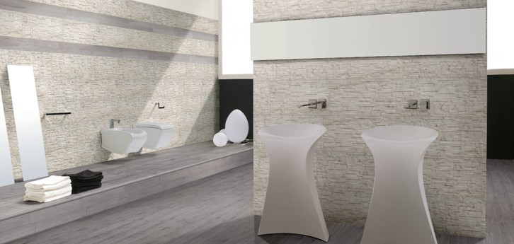 Muretto in gres effetto quarzite bianca 31x62 rivestimento gres