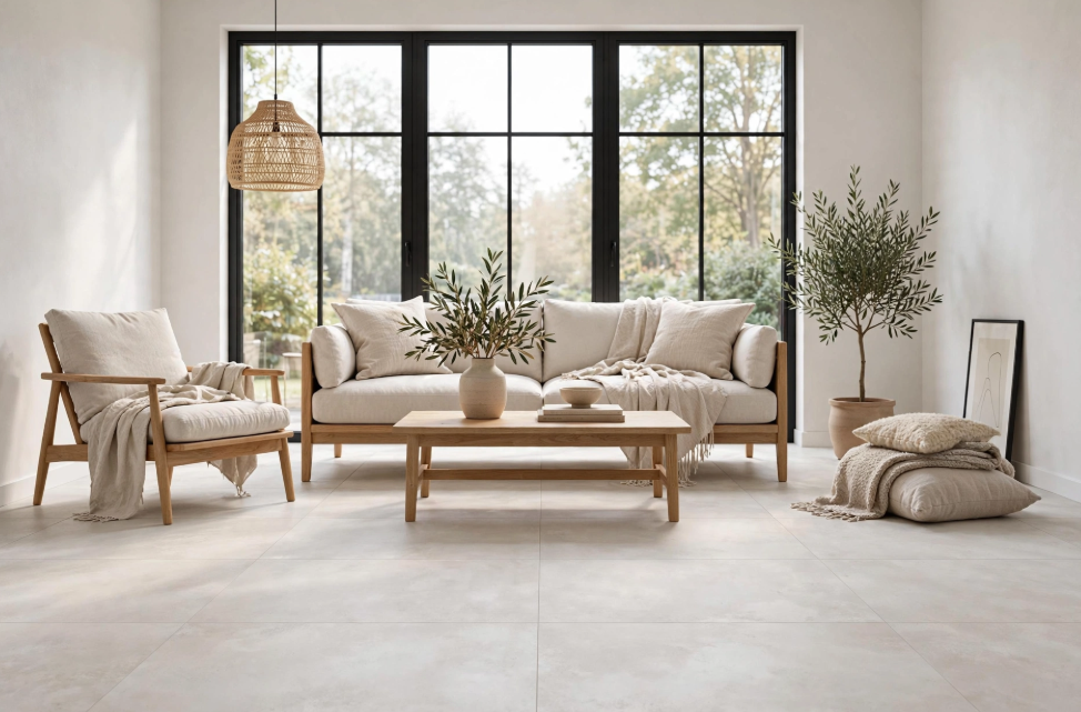 Pavimento in gres porcellanato serie Cruda colore Bianco R10 by Ceramica Rondine