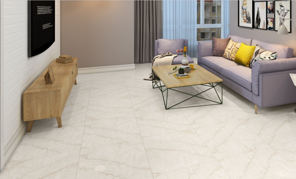 Pavimento in gres porcellanato levigato lucido effetto marmo Botticino 60x60 1°Scelta