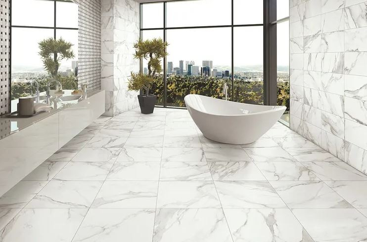 Pavimento in gres porcellanato serie White Marble colore Calacatta Oro 