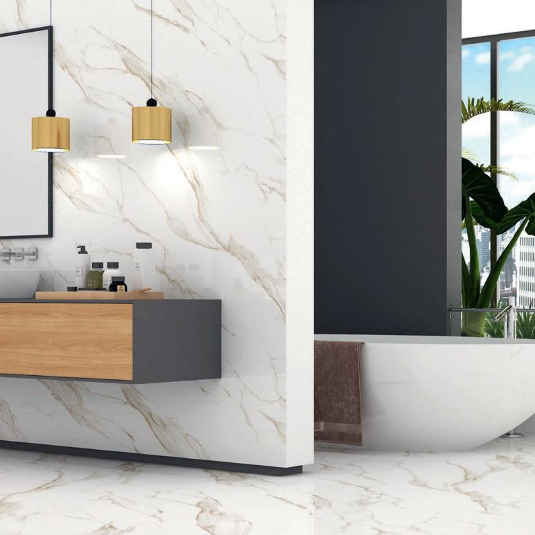 Pavimento e Rivestimento gres levigato lucido Calacatta Oro Bertolani 