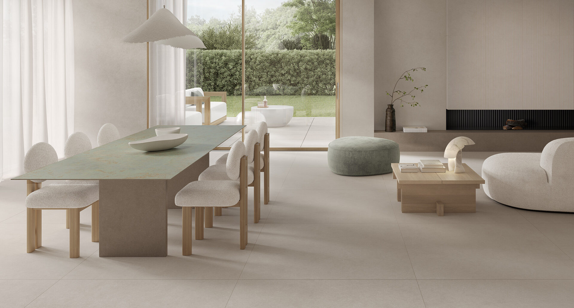 Pavimento in gres effetto cemento serie MATERIA colore CALCE by Saime