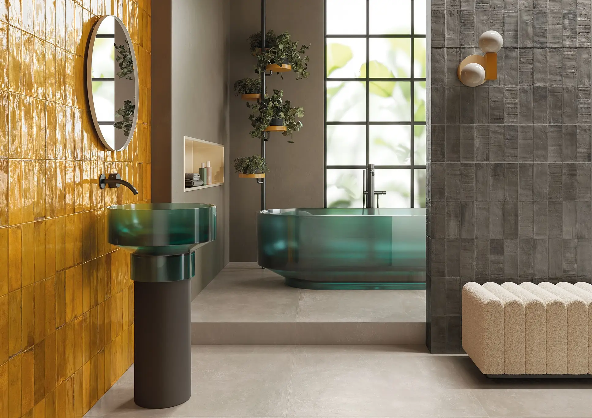 Brick Naturale in gres porcellanato serie Forme Antracite by Emilceramica