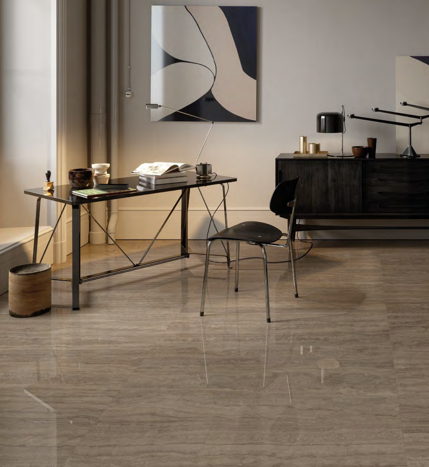 Pavimento e rivestimento in gres Unique Travertine Chocolate Vein cut R10