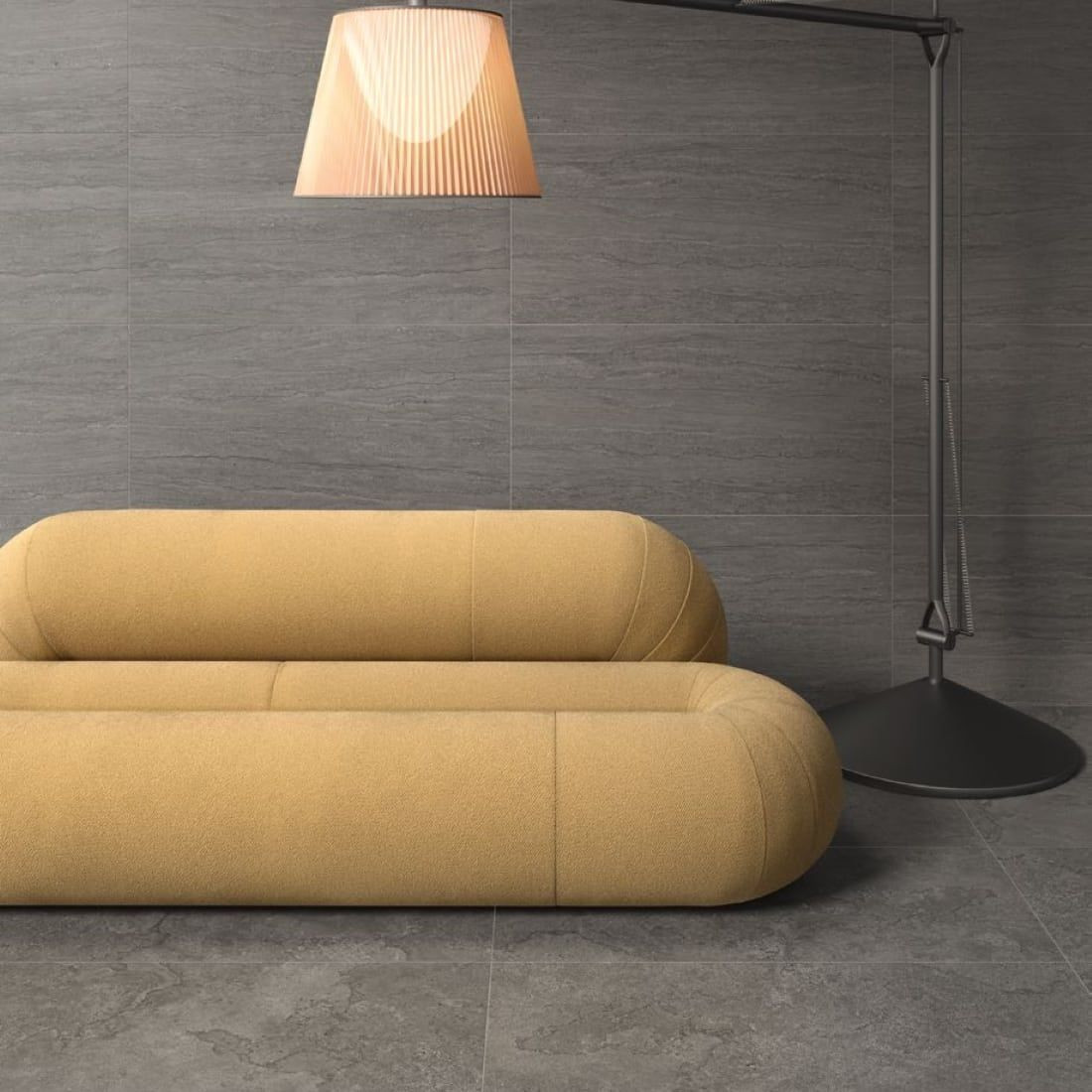 Pavimento e rivestimento in gres porcellanato Portland Stone Cross Cut Anthracite R11 by Emilceramica