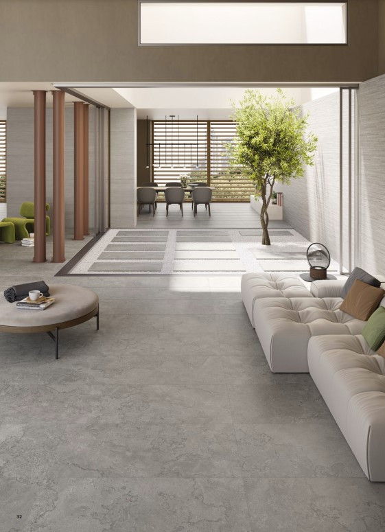 Pavimento e rivestimento in gres porcellanato Portland Stone Cross Cut Lead R11 by Emilceramica