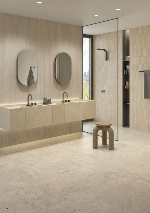 Pavimento e rivestimento in gres porcellanato Portland Stone Cross Cut Sand R10 by Emilceramica