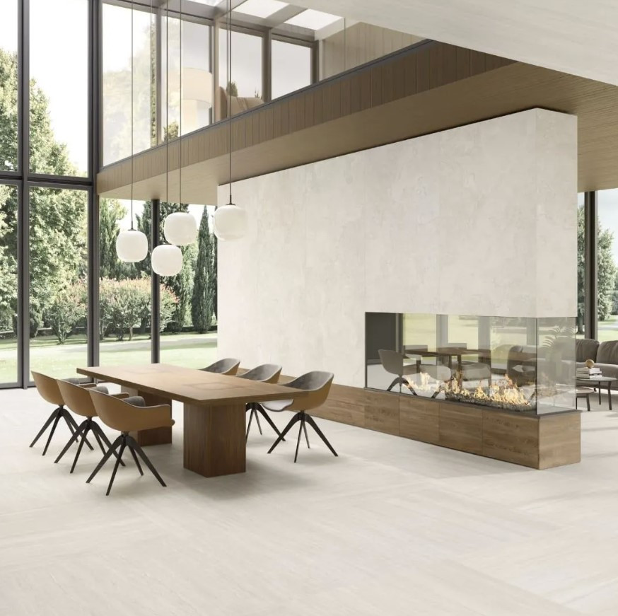 Pavimento e rivestimento in gres porcellanato Portland Stone Cross Cut Talc R10 by Emilceramica