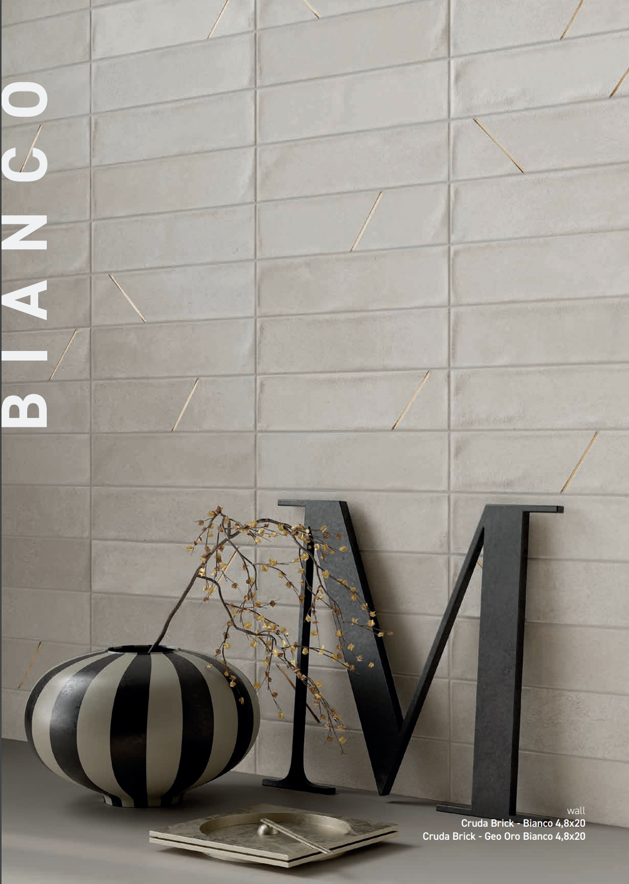 Rivestimento in gres porcellanato smaltato brick generation colore BIANCO serie CRUDA BRICK by Ceramica Rondine