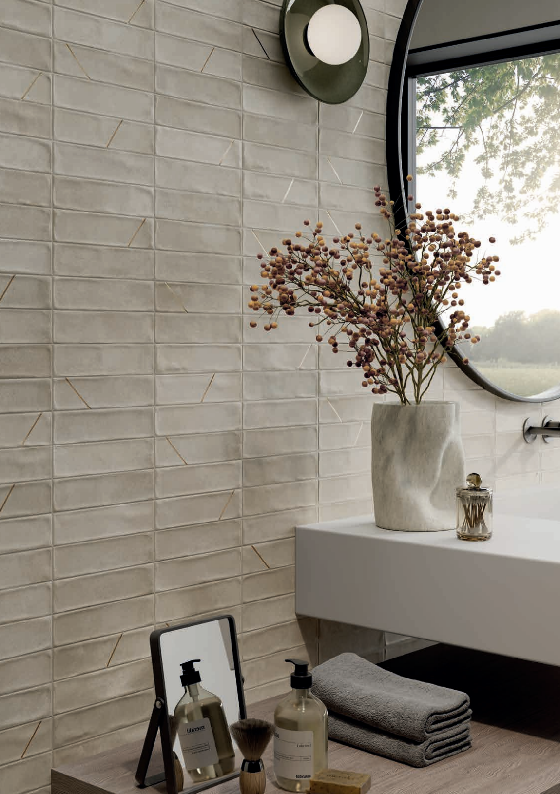 Rivestimento in gres porcellanato smaltato brick generation colore TORTORA serie CRUDA BRICK by Ceramica Rondine