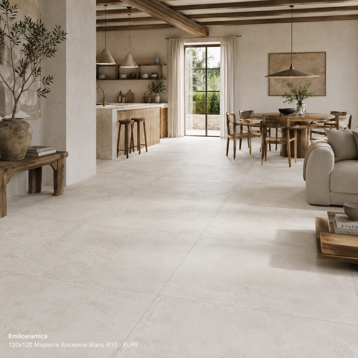 Pavimento e rivestimento in gres porcellanato effetto pietra serie Mapierre Ancienne Blanc 120x120 by Emilceramica