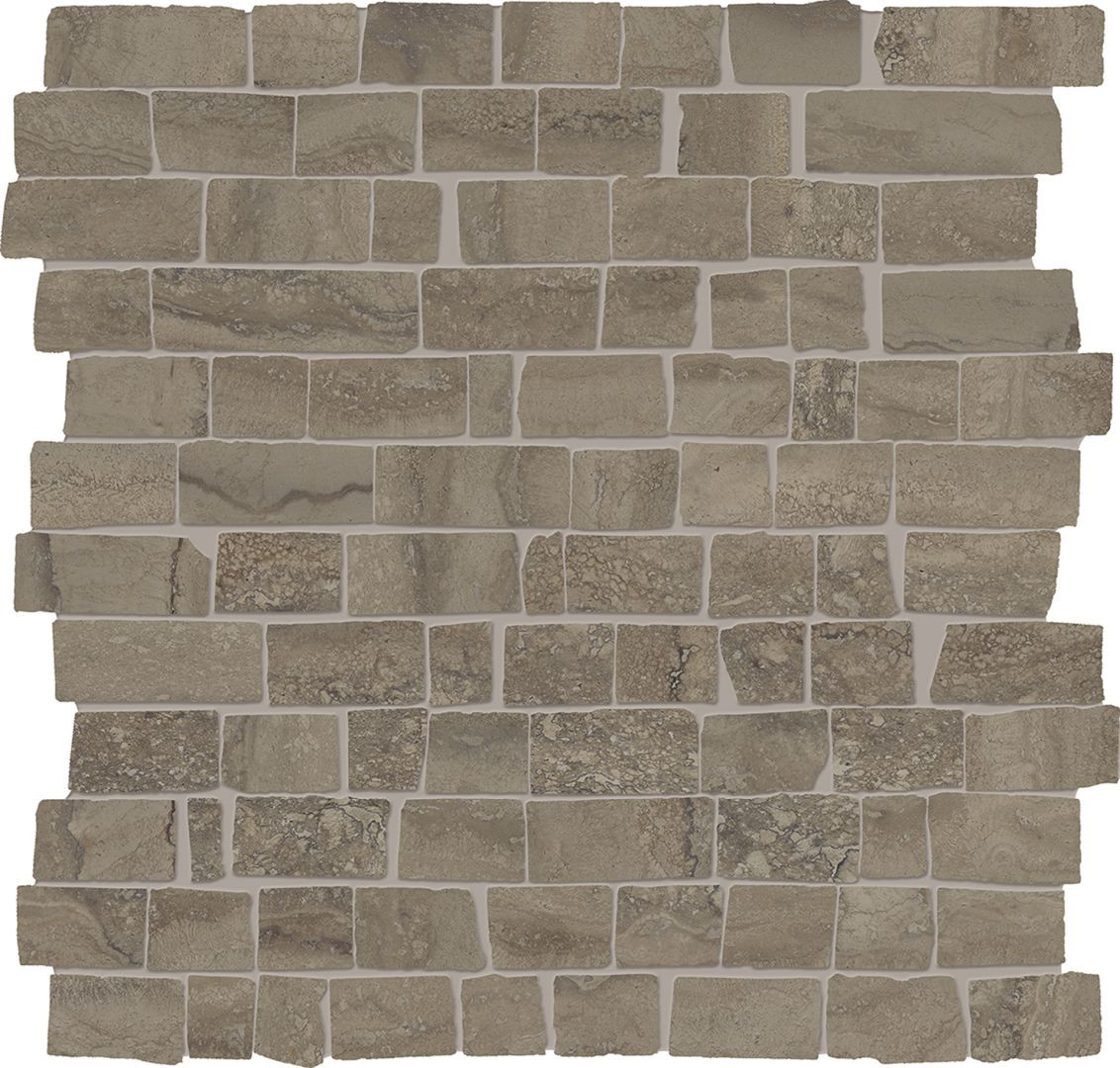 Decoro Mosaico Mini Block Chocolate Vein Cut Naturale serie Unique Travertine