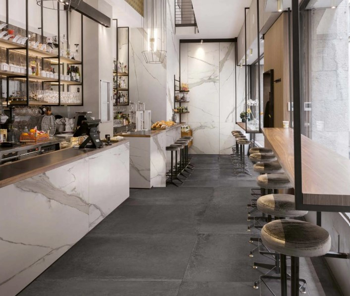 Pavimento e rivestimento in gres Ferrocemento Antracite con finitura naturale by Saime Ceramiche