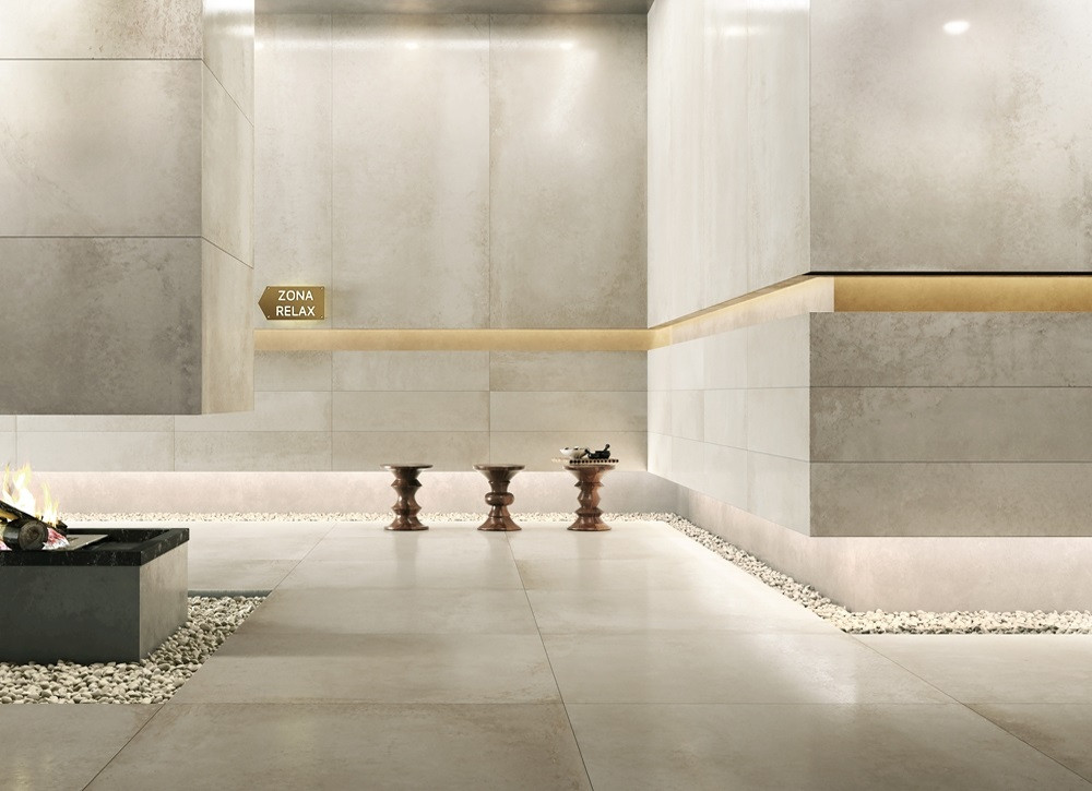 Pavimento e rivestimento in gres Ferrocemento Bianco con finitura lappata by Saime Ceramiche