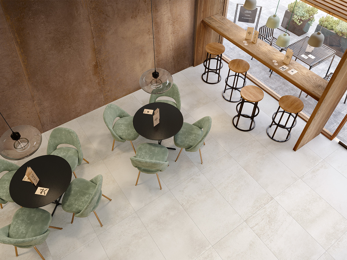 Pavimento e rivestimento in gres porcellanato Ferrocemento Bianco Grip  by Saime Ceramiche