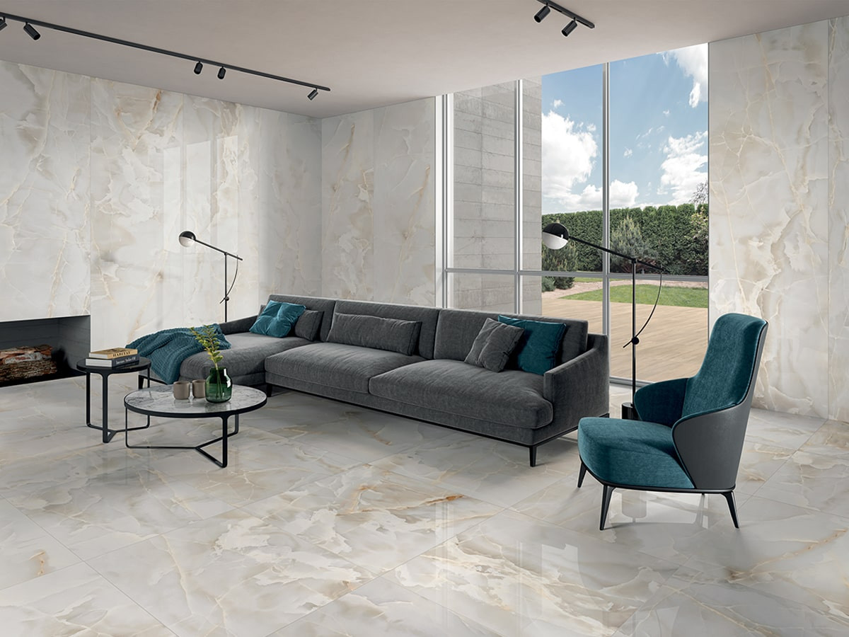 Pavimento e rivestimento in gres porcellanato Bianco Naturale serie SHINE by Saime Ceramica