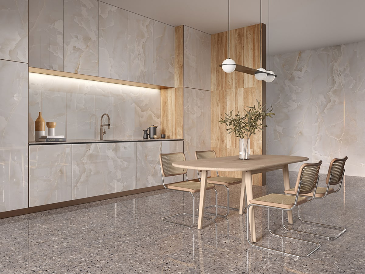 Pavimento e rivestimento in gres porcellanato Crema Naturale serie SHINE by Saime Ceramica